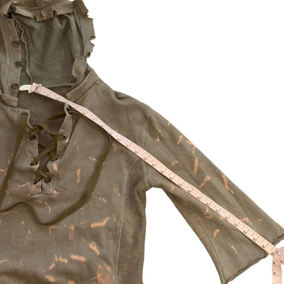 Gilded Intent Army Green Distressed Lace Up Hoodie Women’s Small Grunge Casual - Picture 12 of 12